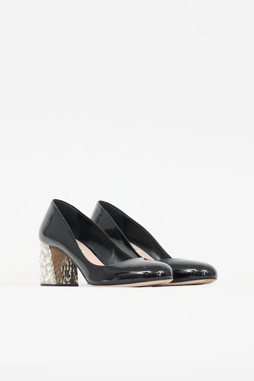 Miu Miu Patent Crystal Block Heel Pump