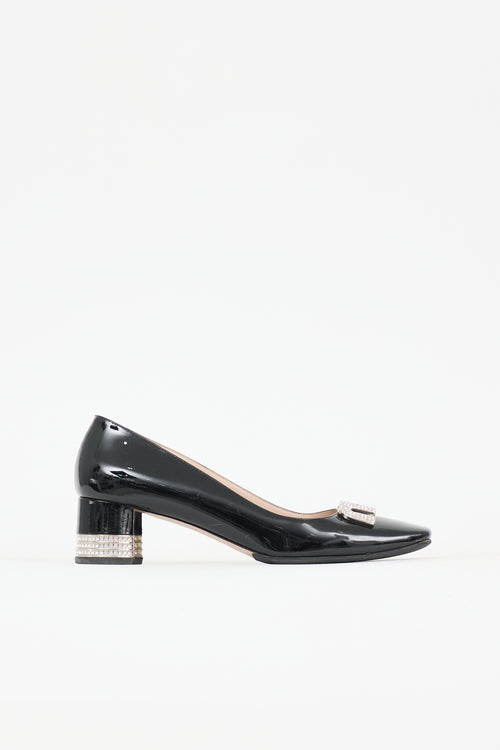 Miu Miu Patent Crystal Logo Pump