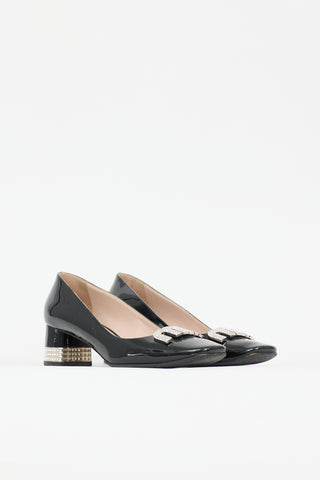 Miu Miu Patent Crystal Logo Pump