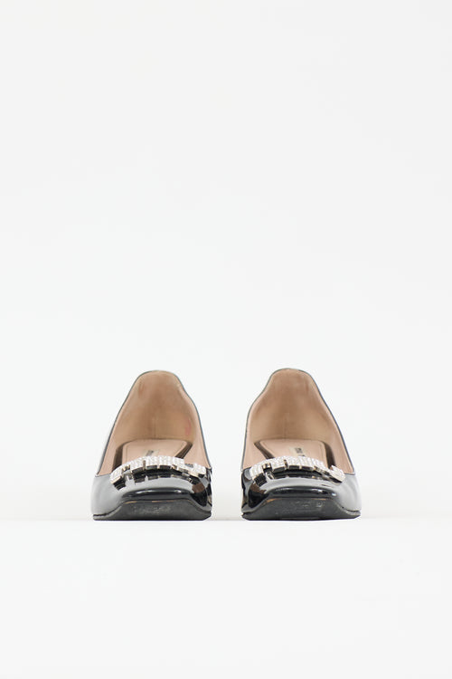 Miu Miu Patent Crystal Logo Pump