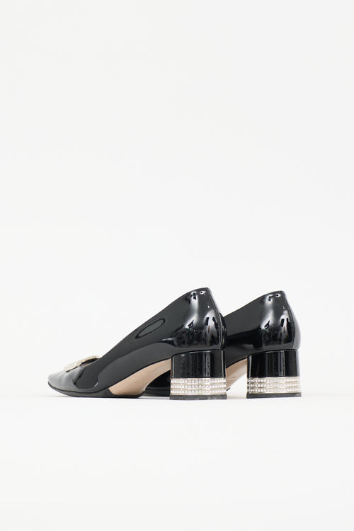 Miu Miu Patent Crystal Logo Pump