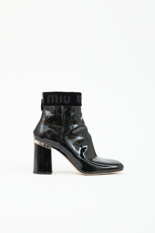 Miu Miu Patent Logo Ankle Boot