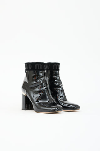 Miu Miu Patent Logo Ankle Boot