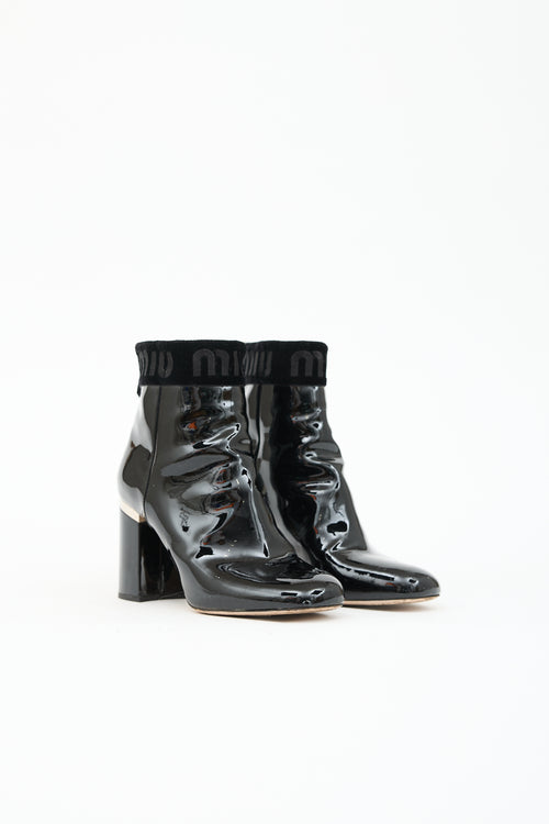Miu Miu Patent Logo Ankle Boot