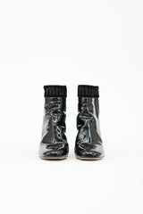 Miu Miu Patent Logo Ankle Boot