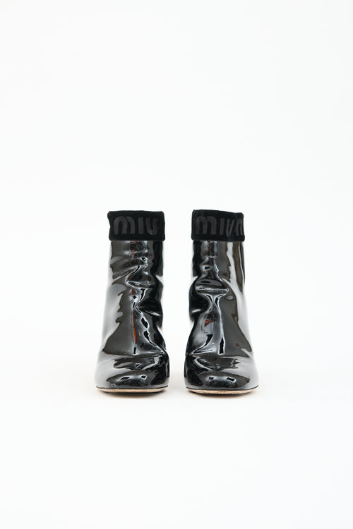Miu Miu Patent Logo Ankle Boot