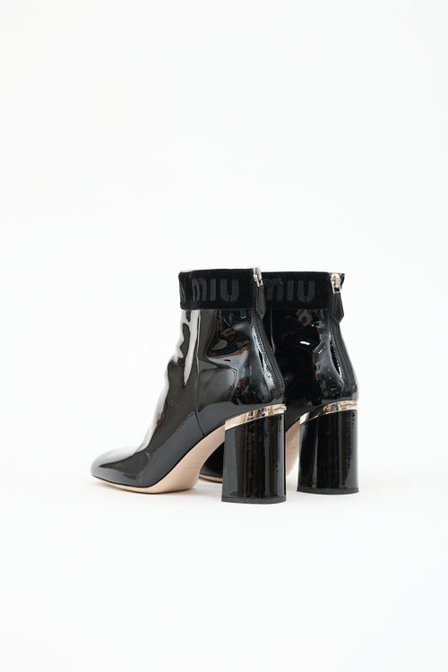 Miu Miu Patent Logo Ankle Boot