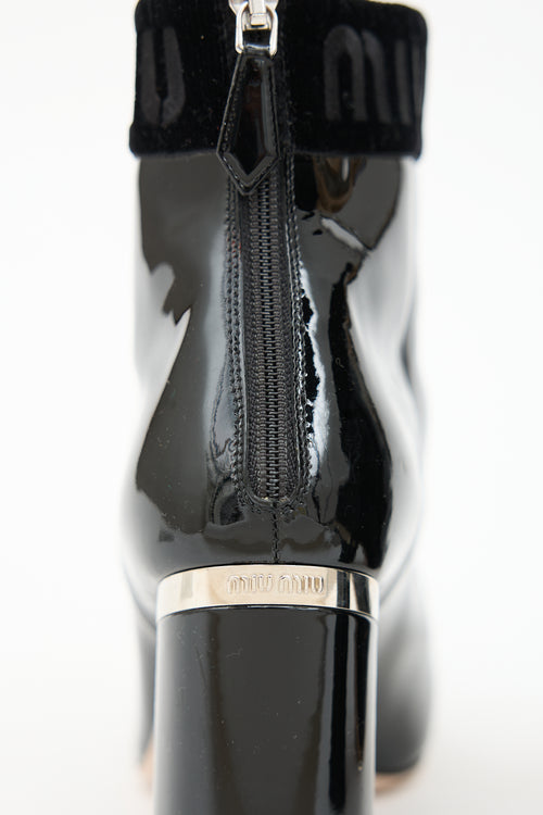 Miu Miu Patent Logo Ankle Boot