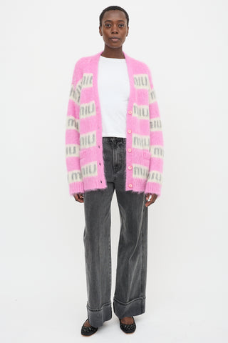 Miu Miu Oversized Mohair Logo Cardigan