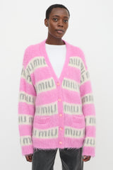 Miu Miu Oversized Mohair Logo Cardigan