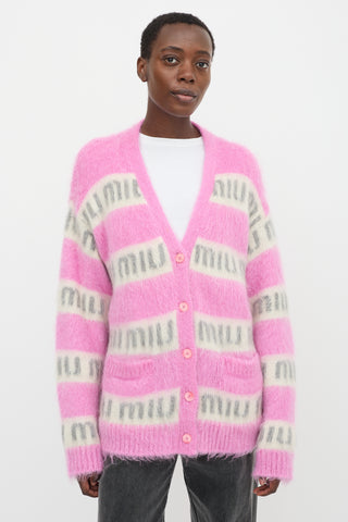 Miu Miu Oversized Mohair Logo Cardigan
