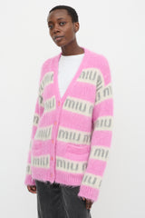 Miu Miu Oversized Mohair Logo Cardigan