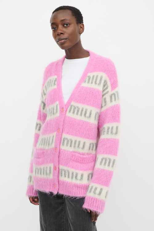 Miu Miu Oversized Mohair Logo Cardigan