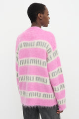 Miu Miu Oversized Mohair Logo Cardigan