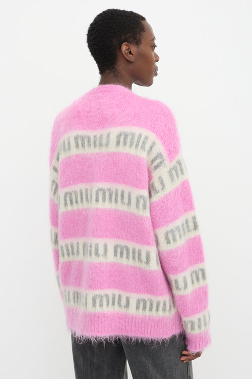 Miu Miu Oversized Mohair Logo Cardigan