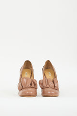 Miu Miu Pink Patent Brogue Ruffle Heel