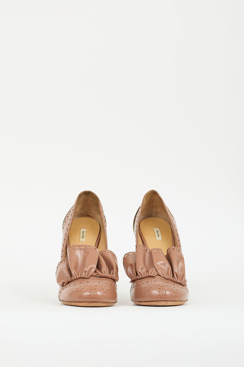 Miu Miu Pink Patent Brogue Ruffle Heel