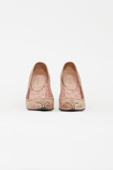 Miu Miu Pink Embossed Pointed Toe Pump