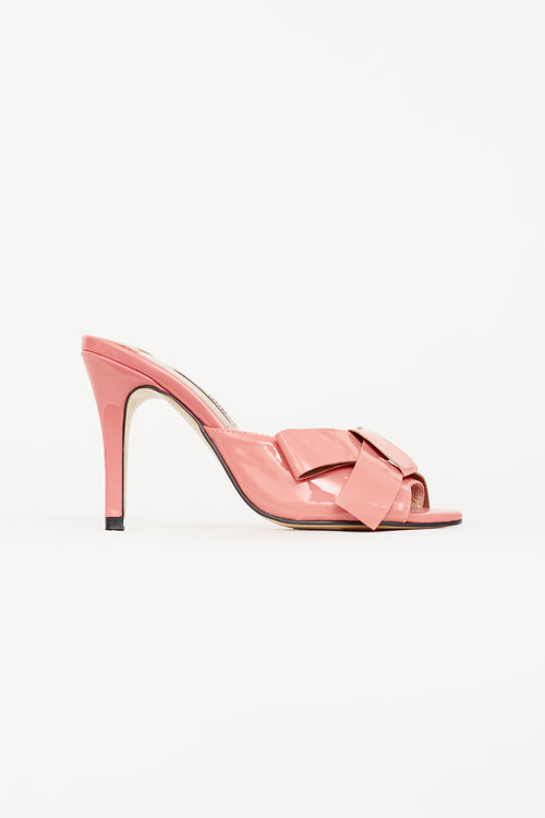 Miu Miu Pink Patent Bow Sandal