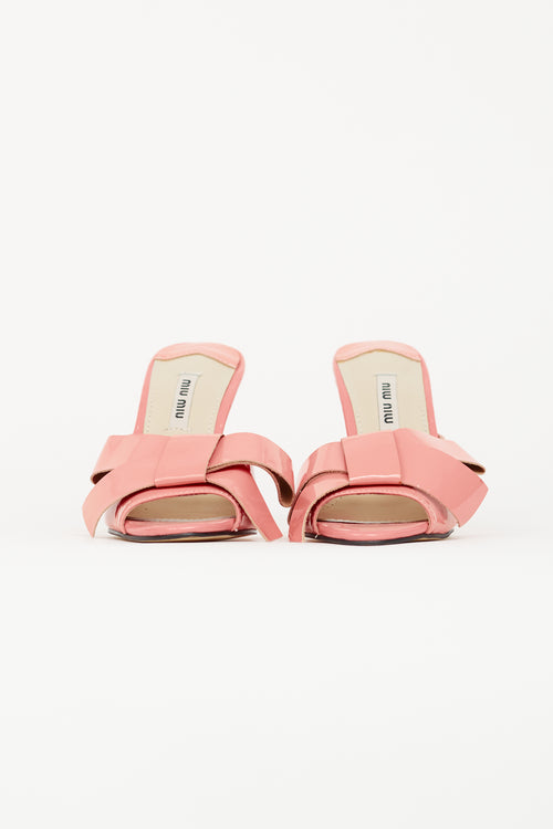 Miu Miu Pink Patent Bow Sandal