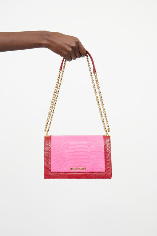 Miu Miu Pink & Red Flap Chain Bag