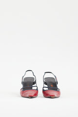 Miu Miu Red & Navy Leather Slingback Heel