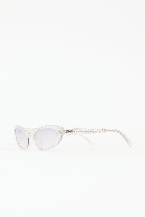 Miu Miu SMU 09U Glitter Mirrored Sunglasses