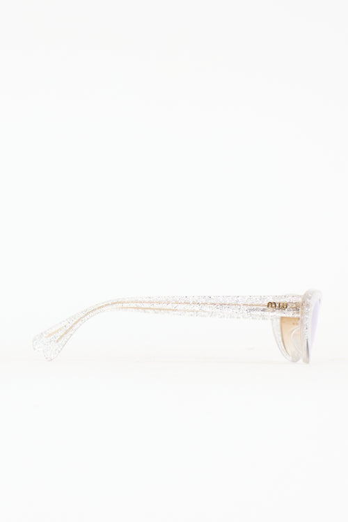 Miu Miu SMU 09U Glitter Mirrored Sunglasses