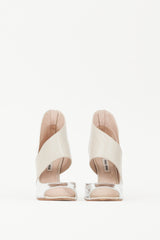 Miu Miu Silver & Beige Metallic Leather Sandal