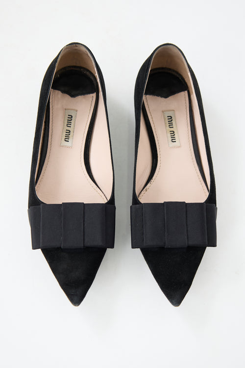 Miu Miu Suede Bow Ballet Flat
