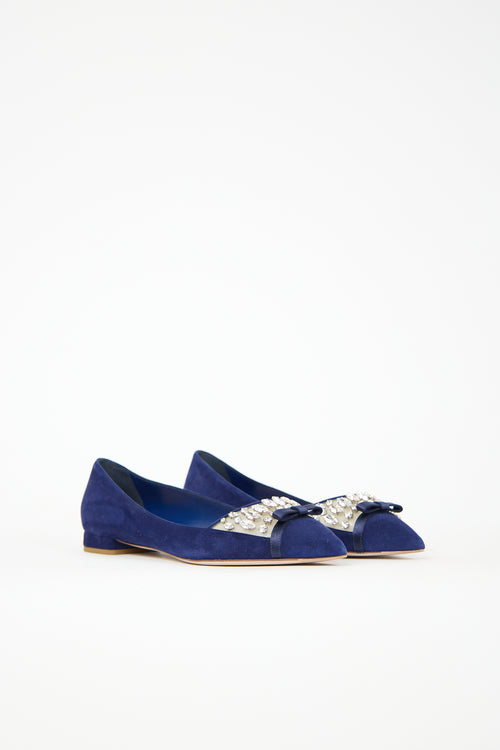 Miu Miu Suede Embellished Flat