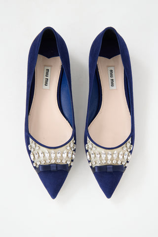 Miu Miu Suede Embellished Flat