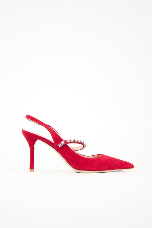 Miu Miu Suede Embellished Pump