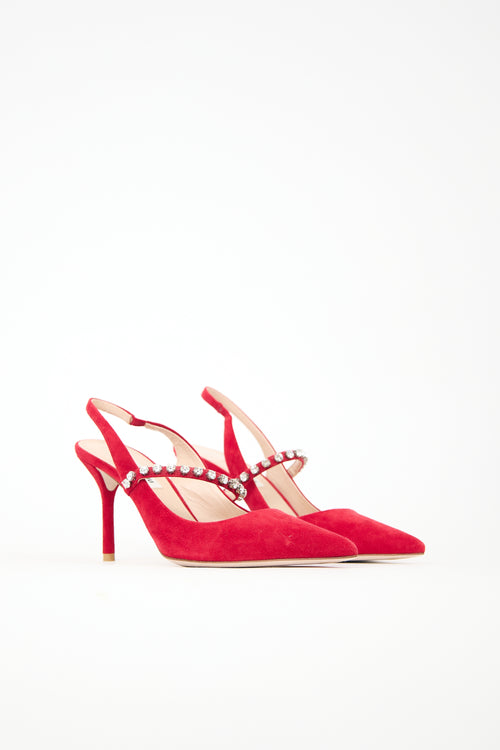 Miu Miu Suede Embellished Pump