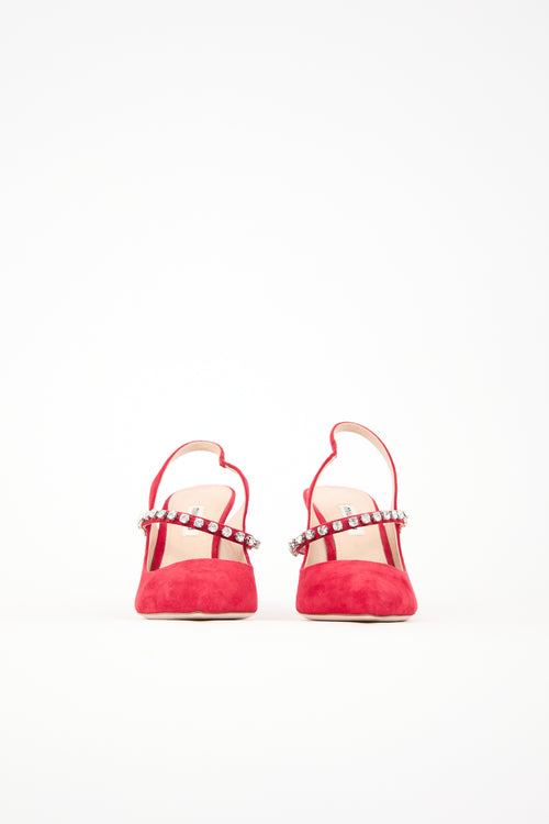 Miu Miu Suede Embellished Pump