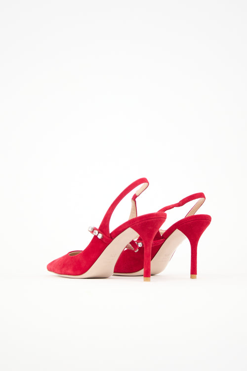 Miu Miu Suede Embellished Pump