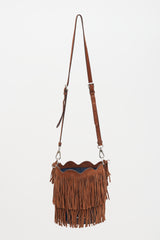 Miu Miu Suede & Denim Fringe Bucket Bag