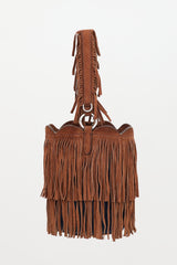 Miu Miu Suede & Denim Fringe Bucket Bag