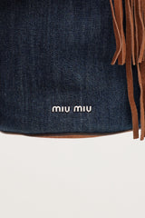 Miu Miu Suede & Denim Fringe Bucket Bag