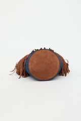 Miu Miu Suede & Denim Fringe Bucket Bag
