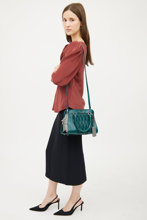 Miu Miu Teal Grey Matelasse Top Handle Bag