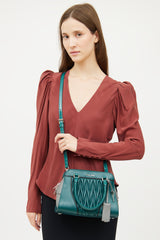 Miu Miu Teal Grey Matelasse Top Handle Bag