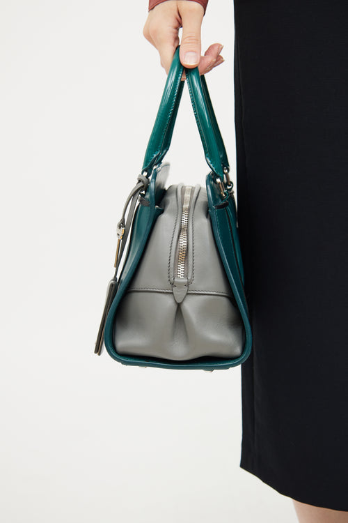 Miu Miu Teal Grey Matelasse Top Handle Bag