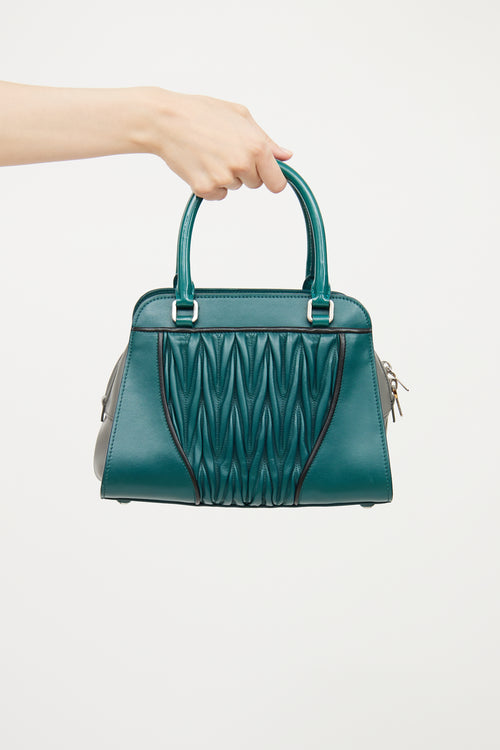 Miu Miu Teal Grey Matelasse Top Handle Bag