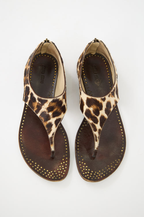 Miu Miu Textured T-Strap Sandal
