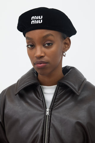 Miu Miu Velvet Logo Hat