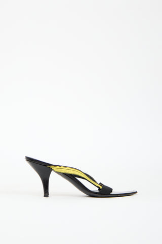 Miu Miu Vintage Black & Yellow Zipper Sandal