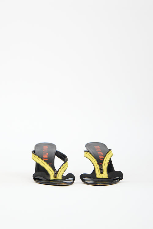 Miu Miu Vintage Black & Yellow Zipper Sandal