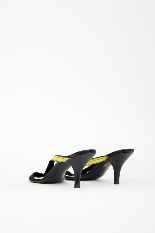 Miu Miu Vintage Black & Yellow Zipper Sandal