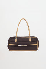 Miu Miu Vintage Leather & Twill Shoulder Bag